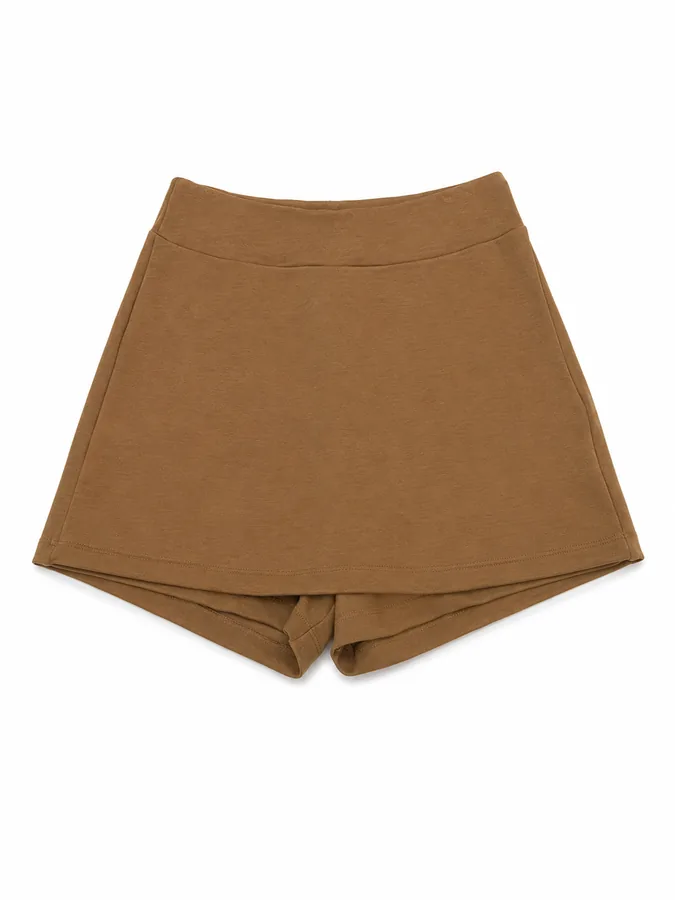 Shorts-saia caramelo private label em moletinho